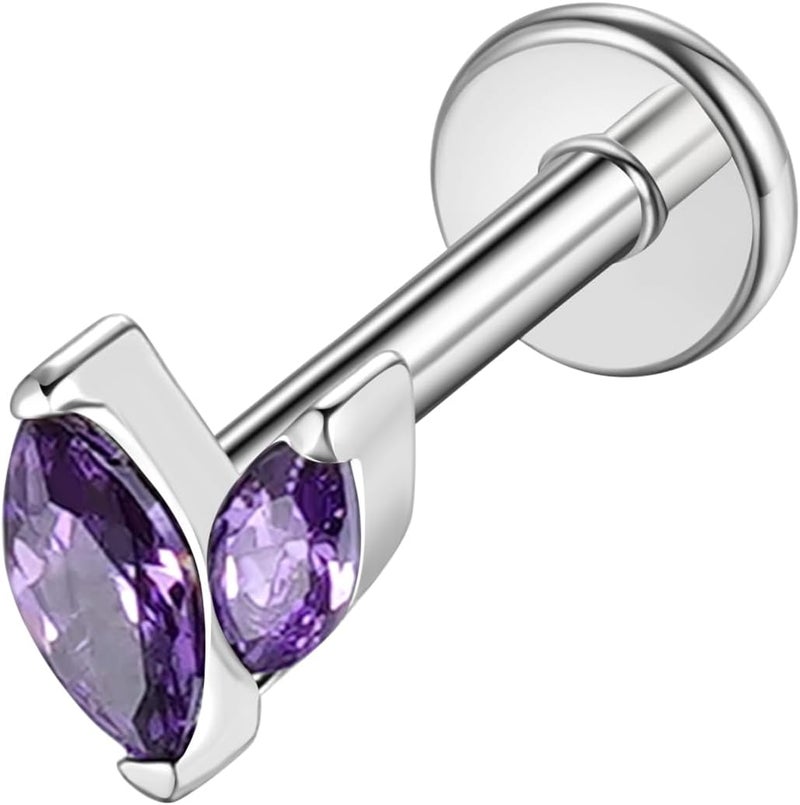 TOMIDES G23 Titanium Flat Back Earrings Studs 16g F136 Implant Grade Titanium Labrets Press Fit Threadless Push In Dainty Cartilage Helix Conch Lobe Lip Tragus Piercing Jewelry - Image 1